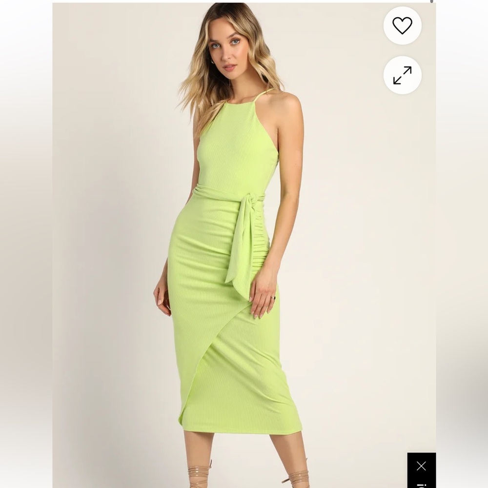 NWT - Lulu’s Out Ahead Green Halter Midi Dress